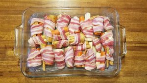 bacon-wrapped carrots and parsnips